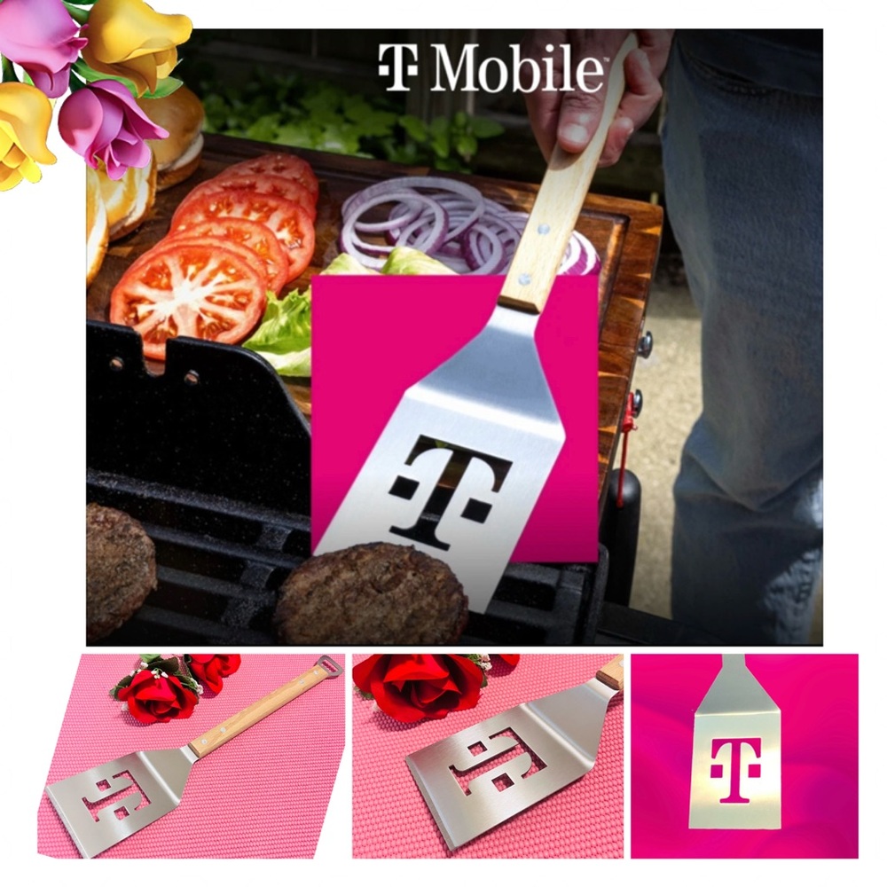 NEW 100% Stainless Steel Spatula with Wooden Handle & Bottle Opener-T-Mobile 17”